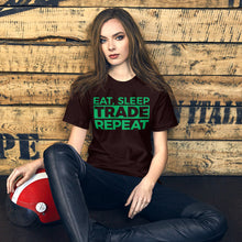 Load image into Gallery viewer, Eat, Sleep, Trade (Green) - Short-Sleeve T-Shirt