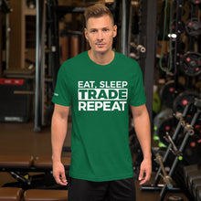 Load image into Gallery viewer, Eat, Sleep, Trade (White) - Short-Sleeve T-Shirt