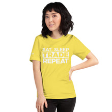 Load image into Gallery viewer, Eat, Sleep, Trade (White) - Short-Sleeve T-Shirt