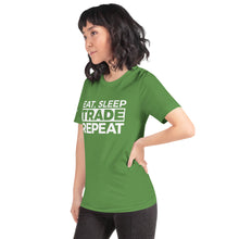 Load image into Gallery viewer, Eat, Sleep, Trade (White) - Short-Sleeve T-Shirt