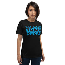 Load image into Gallery viewer, Eat, Sleep, Trade (Blue) - Short-Sleeve T-Shirt