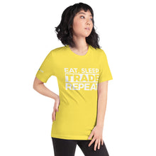 Load image into Gallery viewer, Eat, Sleep, Trade (White) - Short-Sleeve T-Shirt