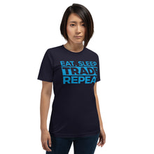 Load image into Gallery viewer, Eat, Sleep, Trade (Blue) - Short-Sleeve T-Shirt