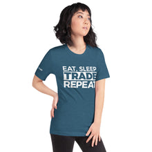 Load image into Gallery viewer, Eat, Sleep, Trade (White) - Short-Sleeve T-Shirt