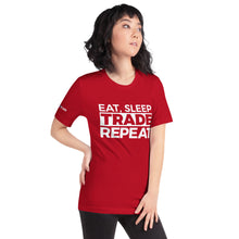 Load image into Gallery viewer, Eat, Sleep, Trade (White) - Short-Sleeve T-Shirt