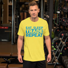 Load image into Gallery viewer, Eat, Sleep, Trade (Blue) - Short-Sleeve T-Shirt