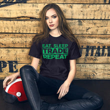 Load image into Gallery viewer, Eat, Sleep, Trade (Green) - Short-Sleeve T-Shirt