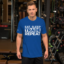 Load image into Gallery viewer, Eat, Sleep, Trade (White) - Short-Sleeve T-Shirt