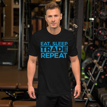 Load image into Gallery viewer, Eat, Sleep, Trade (Blue) - Short-Sleeve T-Shirt