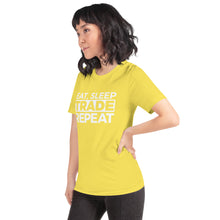 Load image into Gallery viewer, Eat, Sleep, Trade (White) - Short-Sleeve T-Shirt