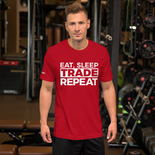 Load image into Gallery viewer, Eat, Sleep, Trade (White) - Short-Sleeve T-Shirt