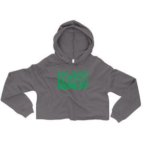 Eat, Sleep, Trade (Green) - Crop Hoodie